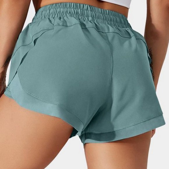 NWT Halara Blue Spruce Mesh Trim Crossover Side 2-in-1 Shorts - Picture 7 of 12